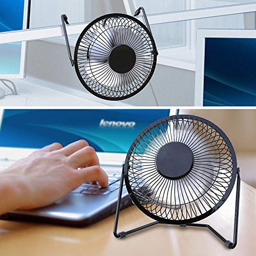 Lileng Ventilador USB, Ventilador de Escritorio de Metal USB de 10,16cm Mini Ventilador silencioso portátil Ventilador de refrigeración Ordenador portátil PC Mesa de Escritorio