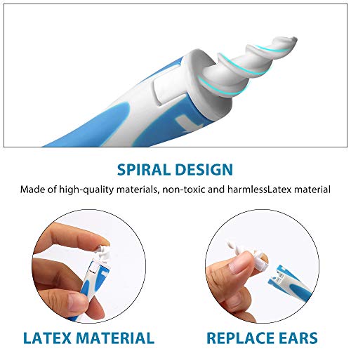 Limpiador de Oídos, Limpia Cera Oidos, Herramienta de Eliminación de Cera del Oído con Punta Suave en Espiral, Kit Limpiador de Cera Deoídos con 16 Puntas Remplazables de Silicona para Bebés y Adultos