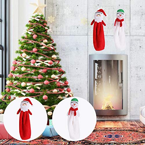 lingzhuo-shop Navidad Toallas De Mano Baño Cocina Blanco Algodón Santa Muñeco De Nieve Limpiar Paño Bordado Anciano Aseo Decoración Navideña