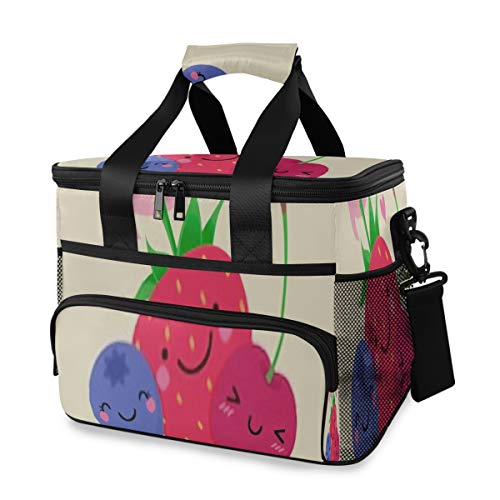 LINPM Bolsa más Fresca, Ilustración de Dibujos Animados de Frutas Lindas Texto Amor 15l Bolsa Grande de Almuerzo con Aislamiento Enfriador de Picnic, Bolsas más Frescas