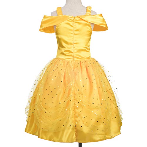 Lito Angels Disfraz de Princesa Belle para niña Fiesta de Disfraces de Halloween Vestidos de Cumple años Talla 5-6 años 229