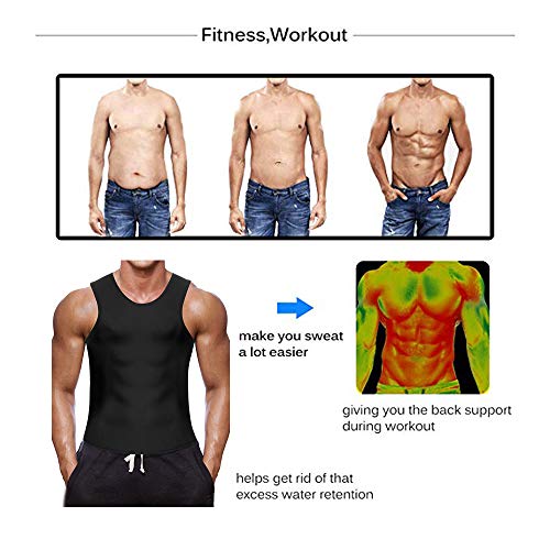 Litthing Chaleco Faja Reductora Adelgazante Camiseta Termica de Sauna Deportivo Reductora Compresión Desarrollo Muscular Quema Grasa Pérdida de Peso Sudoración Cremallera para Hombre (Negro, XL)