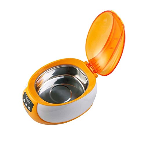 LJJOO Hogar de la máquina de Limpieza por ultrasonidos, Ajustable de Acero Inoxidable Mini Lavadora, 750ml, Apto for Relojes, Lentes, Relojes (Color : Naranja)