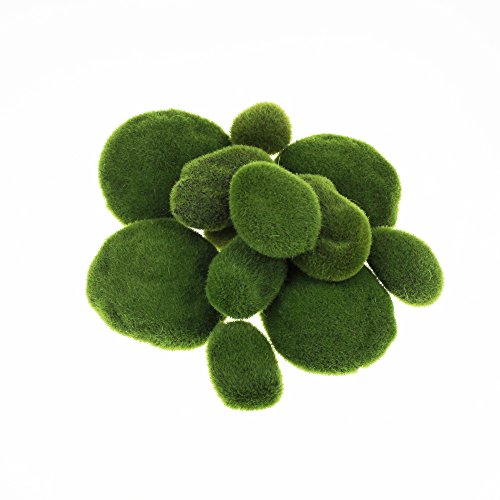 LJY 12 piezas de piedras artificiales de musgo de varios tamaños decorativos para arreglos florales, jardines de hadas, terrarios y manualidades