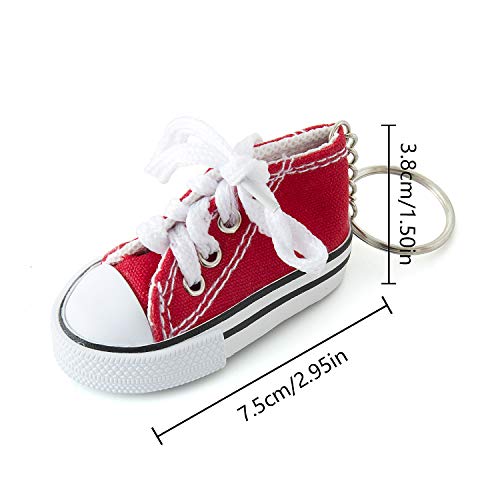 Llavero Zapatilla de Deporte, Comius 12 Pcs Mini Llaveros Estilo Tipo Converse, Llaveros de Lona para Comuniones y Cumpleaños Infantiles, Juveniles y Niños