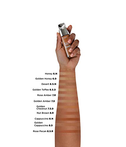 L'Oréal Paris Accord Parfait, Base de maquillaje acabado natural con ácido hialurónico, tono piel medio-oscuro 8R, 30 ml