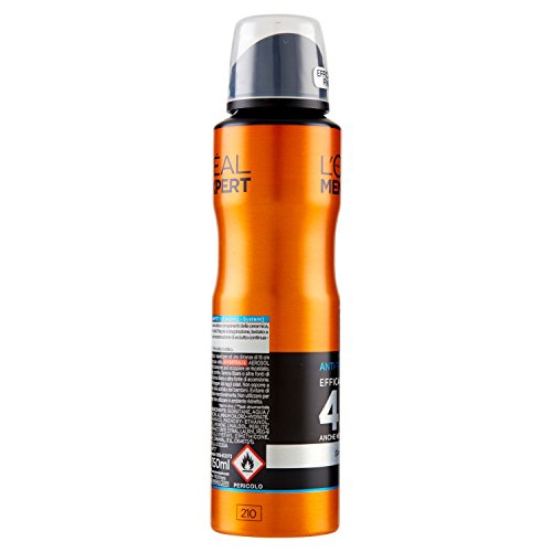 L'Oréal Paris Men Expert Carbon Protect - Desodorante en spray antitranspirante para hombre resistencia térmica, 6 unidades