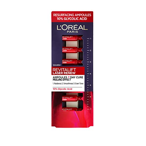 L'Oreal Paris - Pelado de ácido glicólico Revitalift Laser Renew, 10% ácido glicólico ampollas de suero de 7 x 1 ml