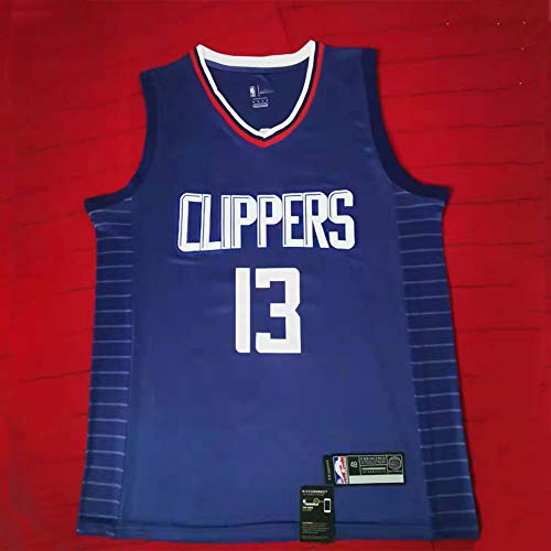 Los Angeles Clippers Paul George 13# Camisetas de Baloncesto para jóvenes universitarios Corriendo Jugando Baloncesto Camiseta Deportiva sin Mangas con Cuello en V Bordado, Neutral-Blue-L