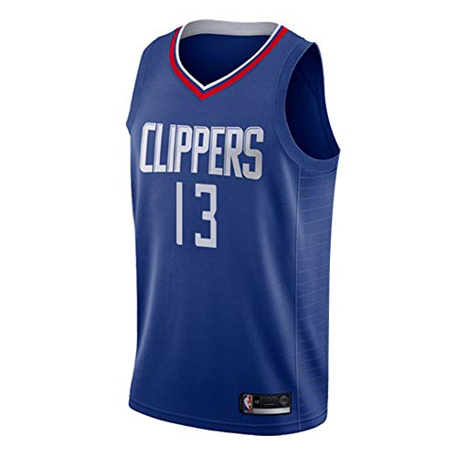 Los Angeles Clippers Paul George 13# Camisetas de Baloncesto para jóvenes universitarios Corriendo Jugando Baloncesto Camiseta Deportiva sin Mangas con Cuello en V Bordado, Neutral-Blue-L