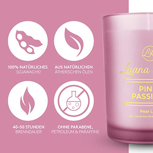 Luana Rose - Juego de velas perfumadas (cera de soja, para aromaterapia, larga duración de combustión de 50 horas), diseño de rosas