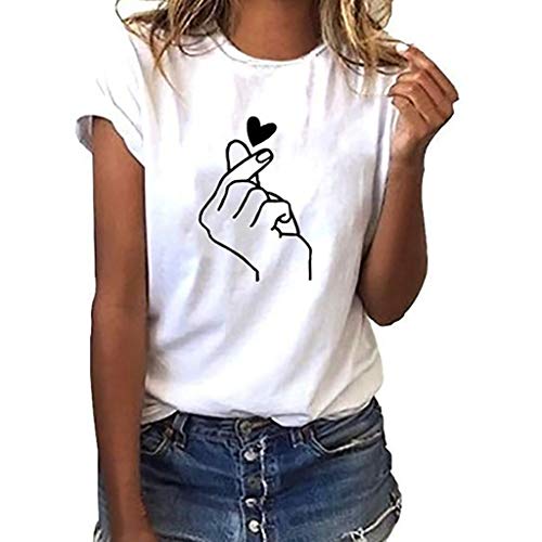 Luckycat Mujeres Camisetas Letras Impresas T Shirt Elegante Manga Corta Túnica Casual Suelto Blusas Camisas Tops