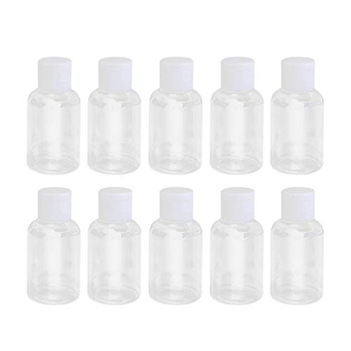 Lurrose - Juego de 12 botellas de plástico vacías de 50 ml con tapa abatible para emulsión de gel de ducha de agua emoliente.