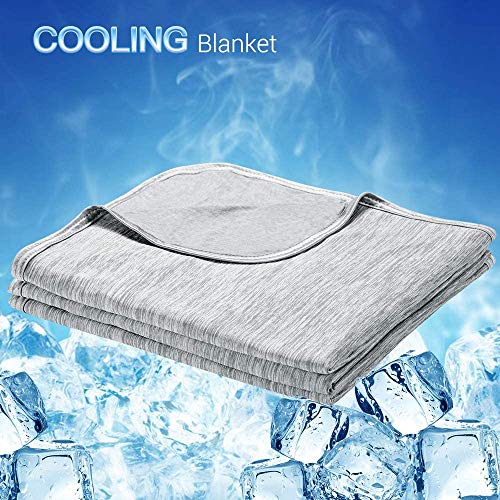 Luxear Manta Fria para Sofás de Verano, Manta Extra Suave con Japón Última Tecnología de Refrigeración Automática Manta Gris Reversible Transpirable para Cama Unisex Bebe Gato Perro, 150x200 cm