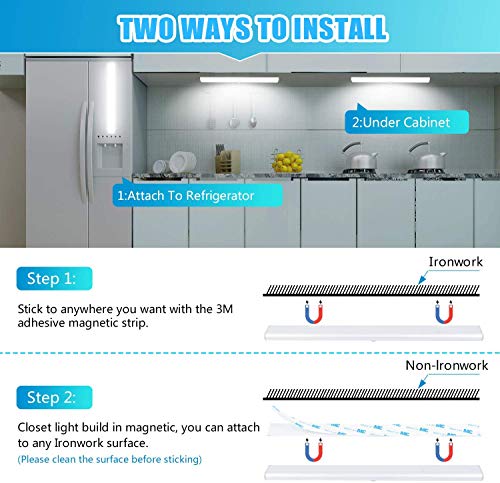 Luz Armario 40 LED, USB Recargable Luces LED Armario con Sensor Movimiento, 3 Modos Lámpara LED de Armario con Tira Magnética, para Armario, Cocina, Escalera, Pasillo y Emergencias