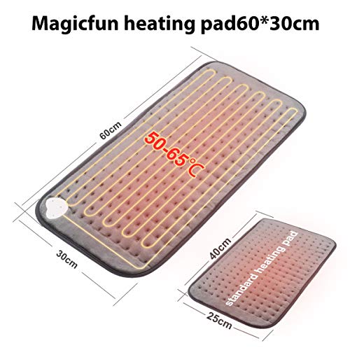 Magicfun Manta Eléctrica, Almohadilla Térmica Lavable 30 x 60 cm, 6 Niveles de Temperatura, Calentamiento Rápido, Apagado Automático, para Lumbar Espalda Cuello Cervical