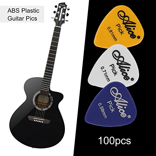 Malayas Púas de Guitarra Pack de 100 unidades Púas para Guitarra Eléctrica Acústica Española y Bajo Colores Lindos Surtidos 6 Grosores 0,58mm/0,71mm/0,81mm/0,96mm/1,2mm/1,5mm Con Caja de Almacenaje