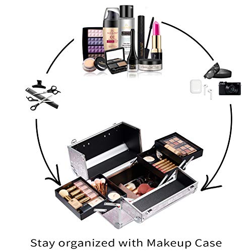 Maletín Maquillaje Profesional Rosa Neceser Maquillaje Organizador Estuche Maquillaje Mujer Caja Maquillaje Joyero Organizador Esmaltes de Uñas Maletín para Manicura Vacío de Viaje Regalos para Mujer