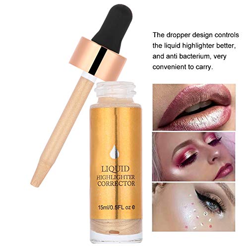 Maquillaje de Lentejuelas, Resaltador Corrector Crema de Ojos, maquillaje de contorno súper suave, resaltador a prueba de agua con brillo brillante en 3D (4#GOLD)