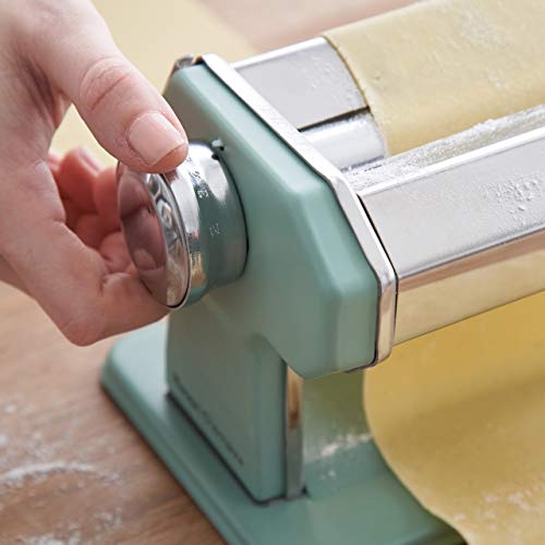 Máquina de fideos manual Nonna, Acero inoxidable, Máquina para hacer pasta, incluye secador de pasta y 3 accesorios para cortar espaguetis, lasaña, tallarines - verde