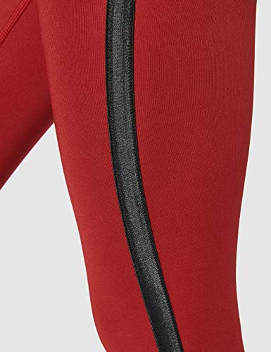 Marca Amazon - AURIQUE Leggings de Deporte con Banda Lateral Mujer, Rojo (Red Dhalia), 42, Label:L