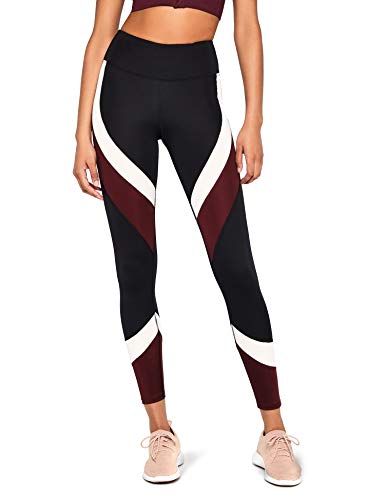 Marca Amazon, Aurique Leggings deportivos para Mujer, Negro (Black/Port Royale/Blush), L