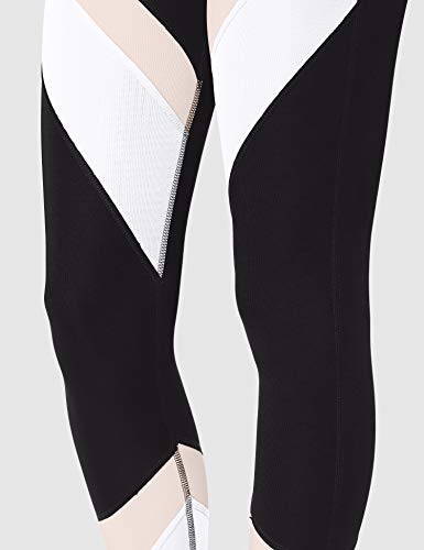 Marca Amazon, Aurique Leggings deportivos para Mujer, Negro/Carmín/Blanco, M