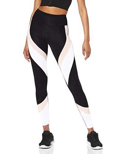 Marca Amazon, Aurique Leggings deportivos para Mujer, Negro/Carmín/Blanco, M