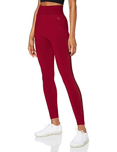 Marca Amazon - AURIQUE Mallas de Deporte sin Costuras de Tiro Alto Mujer, Rojo, 42, Label:L