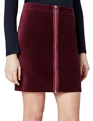 Marca Amazon - find. Falda con Cremallera para Mujer, Rojo (Red), 42, Label: L