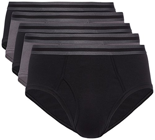 Marca Amazon - find. Slip para Hombre Y-Front, Pack de 5, Negro (Black X3, Charcoal X2), XL, Label: XL