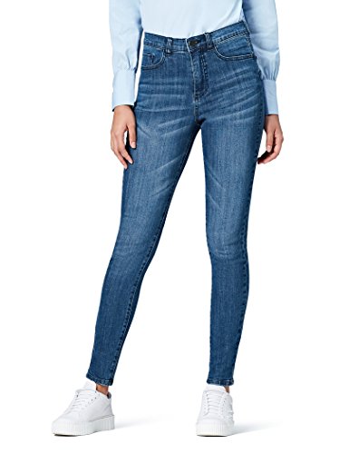 Marca Amazon - find.. Vaqueros Ceñidos de Tiro Alto Mujer, Azul (Mid Wash), 30W / 32L, Label: 30W / 32L