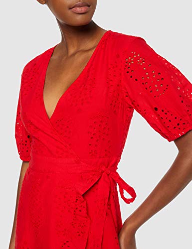 Marca Amazon - find. Vestido Corto Cruzado de Algodón Mujer, Rojo (Red), 40, Label: M