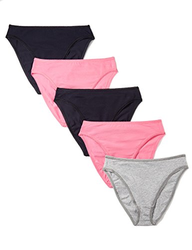 Marca Amazon - Iris & Lilly Braguita Mujer, Pack de 5, Multicolor (Azelea Pink / Navy Sky / Melange), XS, Label: XS