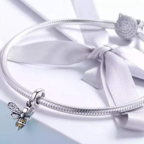 Marni's - 2 Charms Pandora Style | Regalos originales para mujer | Colgantes mujer | Compatibles Pulsera Pandora Charm Plata | Regalos para madres, amigas, novia originales (Abeja + Bolita)