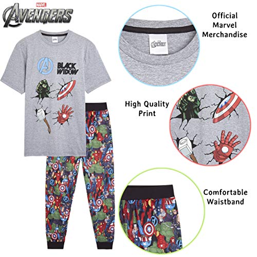 Marvel Conjunto de Pijamas para Hombres Black Widow | Ropa de Dormir de Manga Corta Algodón | Pijama de Hombre Loungewear con Camiseta y Pantalones Cómodo (M)