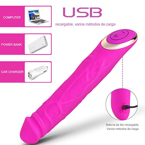 Masajeador, 10 modos, carga USB, 100% impermeable, morado (nuevo)