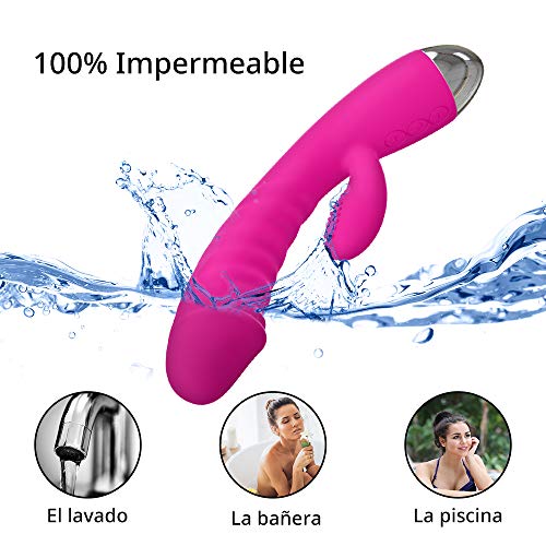 Másájeádor para Mujer, Másájeádor Portatil Electrica con 10 Modos de Frecuencia, Dos Motores, Calefaccion, Siliconá Suáve, Másájeádor para Mujer Púñtó G Impérméablé, Carga Magnético USB, Silencioso