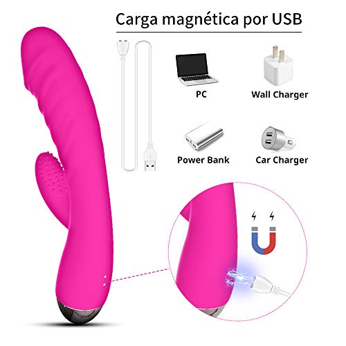 Másájeádor para Mujer, Másájeádor Portatil Electrica con 10 Modos de Frecuencia, Dos Motores, Calefaccion, Siliconá Suáve, Másájeádor para Mujer Púñtó G Impérméablé, Carga Magnético USB, Silencioso