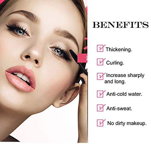 Máscara de maquillaje en crema para pestañas Nicebelle DDK 4D impermeable, color negro, extensiones de pestañas, estilo extralargo, máscara lavable con agua caliente