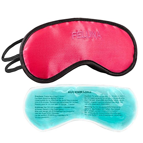 Máscara para dormir con almohada para enfriar los ojos Gafas para dormir con banda de goma ajustable y sensación de seda La almohada para enfriar ayuda con las migrañas (Rojo)