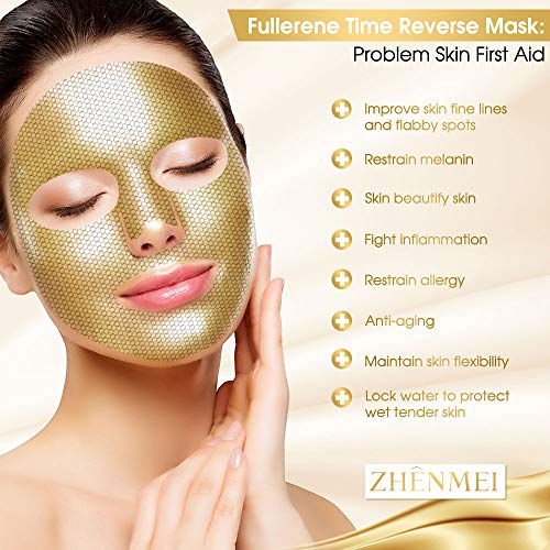 Mascarillas para el cuidado de la piel, hoja de mascarilla facial celular [10 PCS], extracto infundido de fullereno y jalea real, antienvejecimiento, reduce las líneas finas, antiarrugas