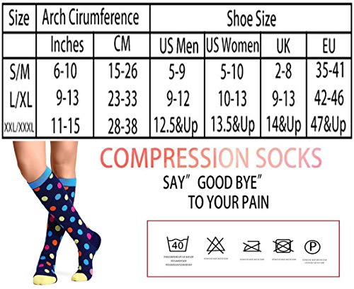 Matchwill Rodilla Alta Calcetines y Medias de Compresión unisex 20-30 mmHg, S/M (EU Mujer 33-42.5,Hombre 33-41.5), surtidos