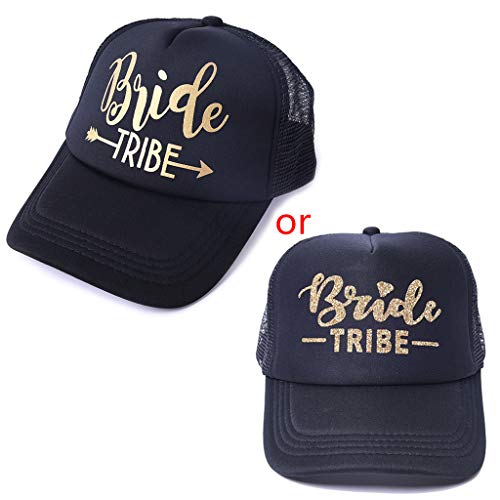 MB-LANHUA Gorra de béisbol Transpirable de Malla de algodón Unisex con Espalda Glitter Bride Squad Letras de la Tribu Anillo de Diamantes Imprimir Snapback Sombrero de Camionero con Pico Tribu de Oro