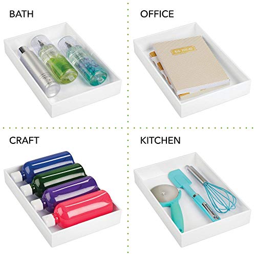 mDesign Cajas de plástico para organizar maquillaje – Organizador de cosméticos apilable para baño o tocador – Caja de maquillaje para labiales, antiojeras y más cosméticos – blanco