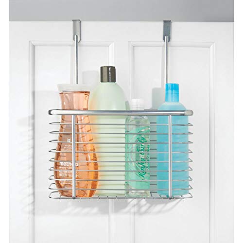 mDesign Cesta metálica para Puertas de armarios – Estante de Cocina y baño sin Taladro - Práctico Organizador de Fregadero para Estropajo, detergente, etc. - Accesorios de Cocina - Plateado