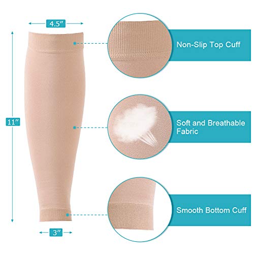 Medias de Compresión para Mujeres Hombres, 20-30 mmHg Calcetines de Compresión Cortas, Punta Abierta, Medias Compresión Fuerte para Venas Varicosas, Edema, Embarazo, Mejora la Circulación (Beige, XL)