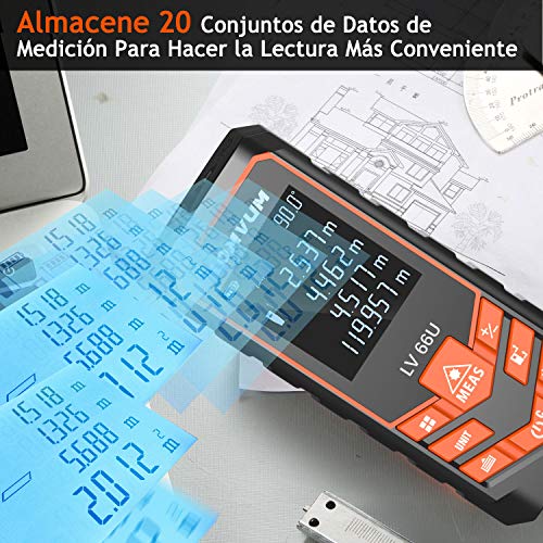 Medidor Laser de Distancia,LOMVUM 50M Profesional Metro Laser,Telemetro Laser con Precisión 1mm,Niveles de Electronico