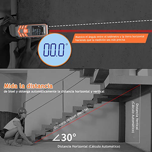 Medidor Laser de Distancia,LOMVUM 50M Profesional Metro Laser,Telemetro Laser con Precisión 1mm,Niveles de Electronico