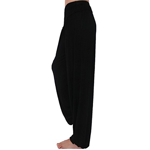 MEISHINE® Mujer Pantalones de Yoga Algodón Modal Harem Pantalón Polainas por Danza, Yoga, Ganduleado, Fitness - Muy Suave (Size L, Negro)